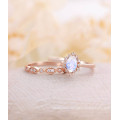 925 Sterling Silver Jewelry Blue Natural Moonstone Ring Set